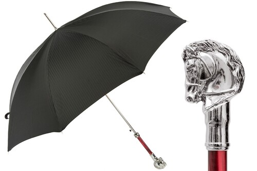 Luxus Regenschirm Herren mit Silberpferd - Handmade in Italy