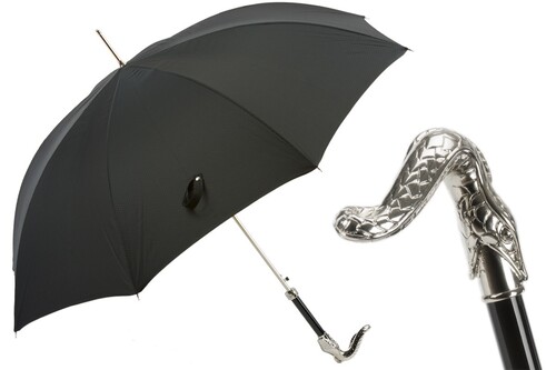 Luxus Regenschirm Herren mit Silberschlange - Handmade in Italy