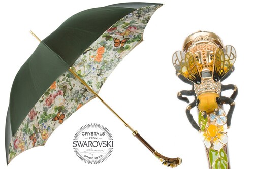 Luxus Regenschirm mit Swarovski� Biene f�r Damen - Handmade in Italy
