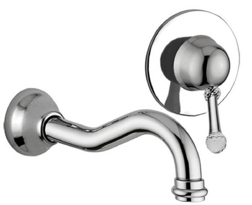 Casa Padrino Luxus Waschtisch 2-Loch-Wandarmatur mit Swarovski Kristallglas Silber - Waschtischarmaturen Set - Einhebelmischer & Wasserhahn - Nostalgisches Bad Zubeh�r