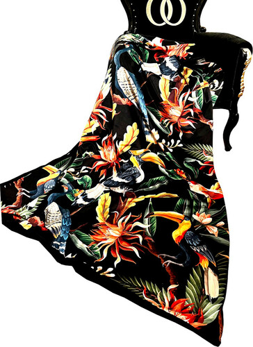 Luxus Wohndecke Pomp��s by Casa Padrino Jungle Schwarz / Mehrfarbig mit extrem vielen Glitzersteinen - Pomp��se Decke designed by Harald Gl��ckler Dschungel