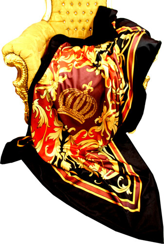 Luxus Wohndecke Pomp��s by Casa Padrino Barock Bordeaux Schwarz Muster / Gold von Harald Gl��ckler mit Glitzersteinen