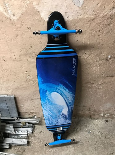Paradise Longboard Deck Barrel Wave 2 mit Achsen und Kugellager - 1B Ware mit Lagerspuren