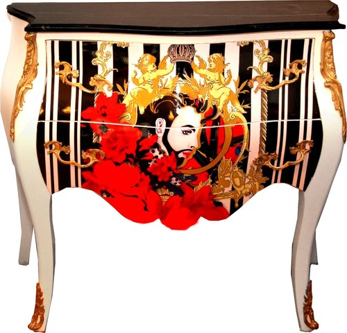 Pomp��s by Casa Padrino Barock Kommode von Harald Gl��ckler Wei� mit schwarzer Marmorplatte