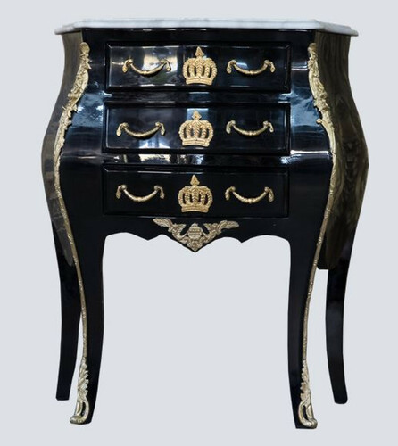 Pomp��s by Casa Padrino Barock Kommode mit 3 Schubladen und Marmorplatte Schwarz / Gold / Wei� - Pomp��se Barock Kommode designed by Harald Gl��ckler