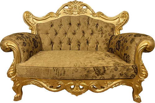 Pomp��s by Casa Padrino Luxus Barock 2er Sofa Gold Bouquet Muster / Gold - Pomp��ses Barock Sofa designed by Harald Gl��ckler