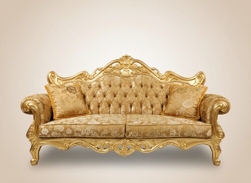 Pomp��s by Casa Padrino Luxus Barock 3er Sofa Gold Bouquet Muster / Gold - Pomp��ses Barock Sofa designed by Harald Gl��ckler