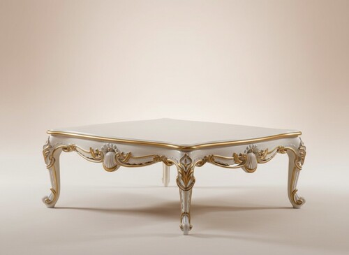 Pomp��s by Casa Padrino Luxus Barock Couchtisch Provence Beige / Wei� / Gold - Pomp��ser Barockstil Wohnzimmertisch designed by Harald Gl��ckler
