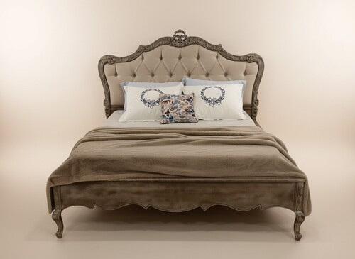 Pomp��s by Casa Padrino Luxus Barock Doppelbett Provence Grau / Antik Grau - Designed by Harald Gl��ckler