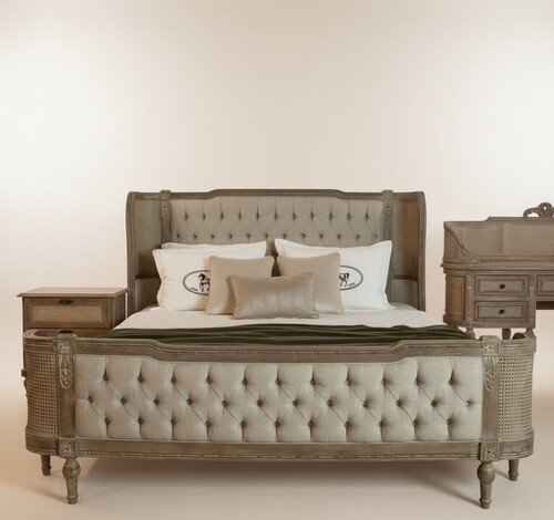 Pomp��s by Casa Padrino Luxus Barock Doppelbett Provence Grau / Braun 200 x 200 cm - designed by Harald Gl��ckler