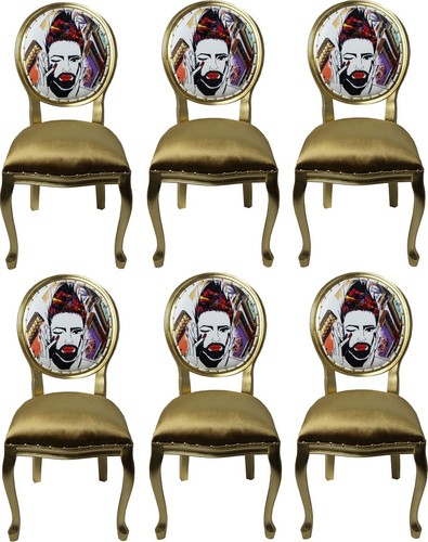Pomp��s by Casa Padrino Luxus Barock Esszimmerst�hle Gold / Mehrfarbig 50 x 60 x H.104 cm - Pomp��se Barock St�hle designed by Harald Gl��ckler - 6 Esszimmerst�hle