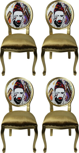 Pomp��s by Casa Padrino Luxus Barock Esszimmerst�hle Gold / Mehrfarbig 50 x 60 x H.104 cm - Pomp��se Barock St�hle designed by Harald Gl��ckler - 4 Esszimmerst�hle