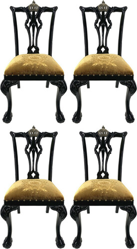 Pomp��s by Casa Padrino Luxus Barock Esszimmerst�hle Gold / Schwarz - Pomp��se Barock St�hle designed by Harald Gl��ckler - 4 Esszimmerst�hle - Barock Esszimmer M�bel