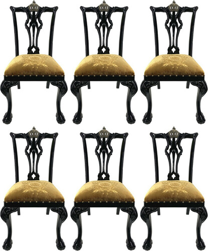 Pomp��s by Casa Padrino Luxus Barock Esszimmerst�hle Gold / Schwarz - Pomp��se Barock St�hle designed by Harald Gl��ckler - 6 Esszimmerst�hle - Barock Esszimmer M�bel
