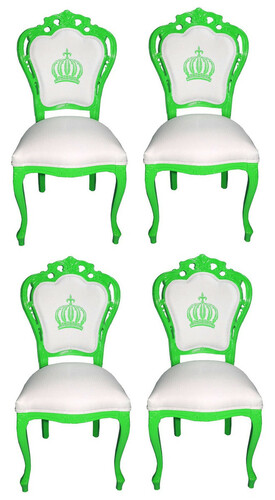 Pomp��s by Casa Padrino Luxus Barock Esszimmerst�hle Wei� / Gr�n - Pomp��se Barock St�hle designed by Harald Gl��ckler - 4 Esszimmerst�hle - Barock Esszimmerm�bel