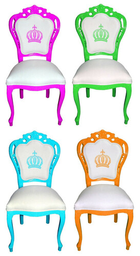 Pomp��s by Casa Padrino Luxus Barock Esszimmerst�hle Wei� / Mehrfarbig - Pomp��se Barock St�hle designed by Harald Gl��ckler - 4 Esszimmerst�hle - Barock Esszimmerm�bel