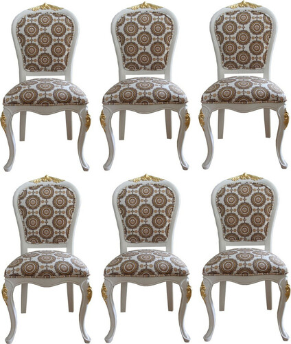 Pomp��s by Casa Padrino Luxus Barock Esszimmerst�hle mit Krone Wei� / Gold - Pomp��se Barock St�hle designed by Harald Gl��ckler - 6 Esszimmerst�hle - Barock Esszimmerm�bel