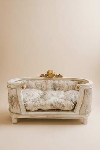 Pomp��s by Casa Padrino Luxus Barock Hunde & Katzenbett Provence Silber / Antik Wei�