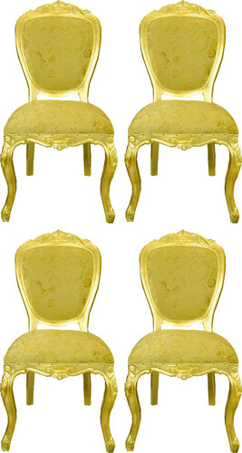 Pomp��s by Casa Padrino Luxus Barock Esszimmerst�hle Gold Bouquet Muster / Gold - Pomp��se Barock St�hle designed by Harald Gl��ckler - 4 Esszimmerst�hle - Barock Esszimmer M�bel