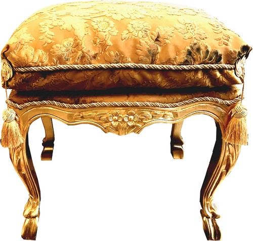 Pomp��s by Casa Padrino Luxus Barock Sitzhocker mit Sitzkissen Eckig Gold Muster / Gold - Pomp��ser Barock Hocker designed by Harald Gl��ckler
