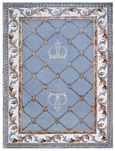Pomp��s by Casa Padrino Luxus Barock Teppich Krone von Harald Gl��ckler Blau 200 x 300 cm