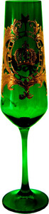 Pomp��s by Casa Padrino Luxus Champagnerglas mit 24 Karat Vergoldung Dunkelgr�n / Gold  6 x H. 25 cm - Pomp��ses Champagnerglas designed by Harald Gl��ckler