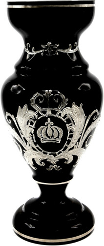 Pomp��s by Casa Padrino Luxus Pokal Vase mit edler Platin Beschichtung Schwarz / Silber  14 x H. 30,5 cm - Pomp��se Blumenvase designed by Harald Gl��ckler