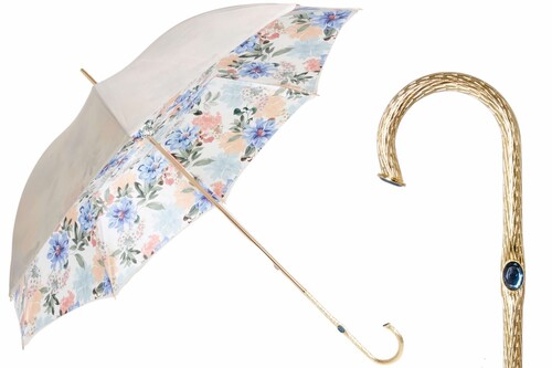 Regenschirm Damen Blumen Elfenbein - Handmade in Italy