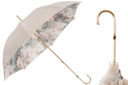 Regenschirm Damen Blumen Elfenbein - Handmade in Italy