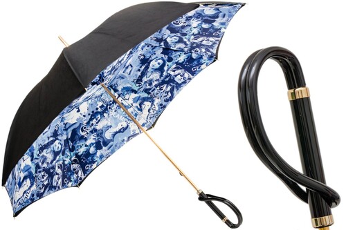 Regenschirm Damen GLAMOUR - Manuelle �ffnung - 100% Polyester - Griff aus Acetat - Handmade in Italy