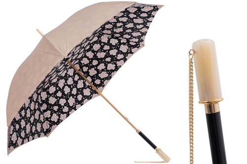 Regenschirm Damen Macchioline - Manuelle �ffnung - 100% Polyester - Griff aus Acetat - Handmade in Italy