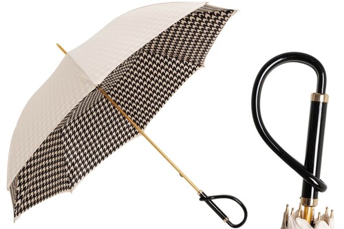 Regenschirm Damen Paris Elfenbein - Manuelle �ffnung - 100% Polyester - Griff aus Acetat - Handmade in Italy