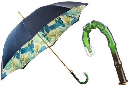 Regenschirm Damen Tropisch - Manuelle �ffnung - 100% Polyester - Griff aus Acetat - Handmade in Italy