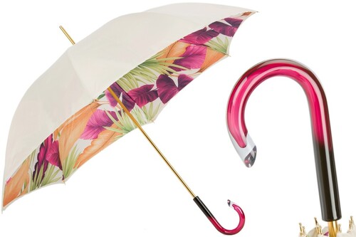 Regenschirm Damen Tropischer - Manuelle �ffnung - 100% Polyester - Griff aus Acetat - Handmade in Italy