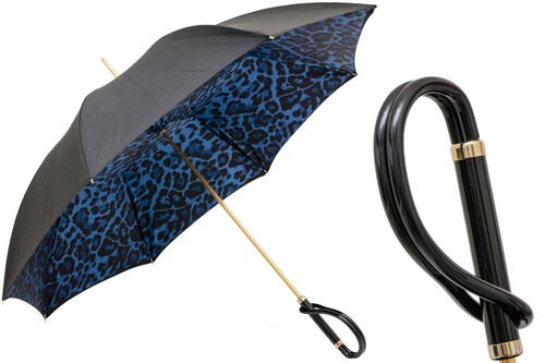 Regenschirm Damen mit Animal Print - Manuelle �ffnung - 100% Polyester - Griff aus Acetat - Handmade in Italy