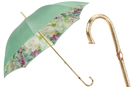 Regenschirm Damen mit Bunten Rosen, Doppelgewebe - Handmade in Italy