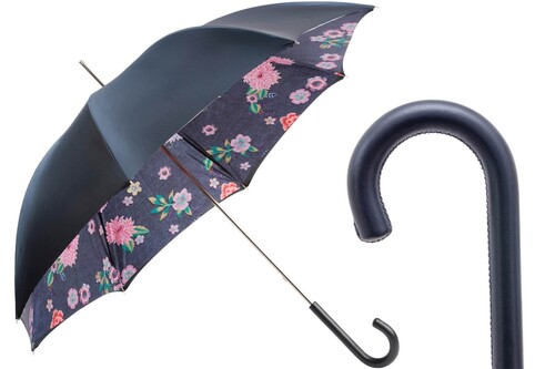 Regenschirm Damen mit Jeans und Blumenmuster - Handmade in Italy