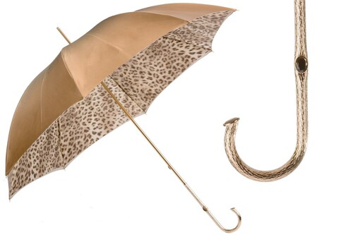Regenschirm Damen mit Leopardenmuster, Doppelgewebe - Handmade in Italy