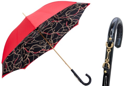 Regenschirm Damen mit Steigb�gelmotiven, Doppelgewebe - Handmade in Italy