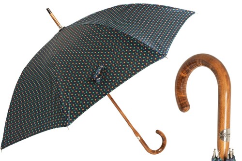 Regenschirm Herren 142 0040-13 MC - Manuelle �ffnung - 100% Polyester - Einteiliger Griffschaft aus Ahorn mit Horndetail - Handmade in Italy