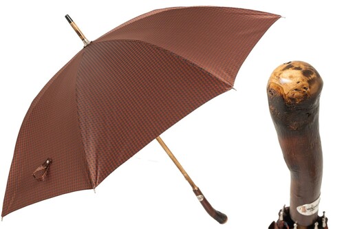 Regenschirm Herren Kastanie, Cangiante - Handmade in Italy