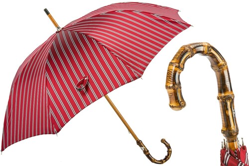Regenschirm Herren Nadelstreifen Klassisch Schirm aus Bambusholz - Handmade in Italy