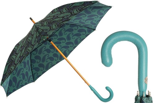 Regenschirm Herren T�rkises Paisley - Handmade in Italy