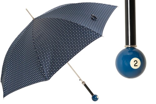Regenschirm Herren mit Billardkugel #2 - Automatische �ffnung - 100% Polyester - Griff aus Harz - Handmade in Italy
