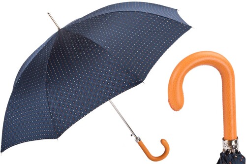 Regenschirm Herren mit Elegantem Design und Orange Griff - Regenschirm mit Elegantem Design und Orange Griff - Handmade in Italy