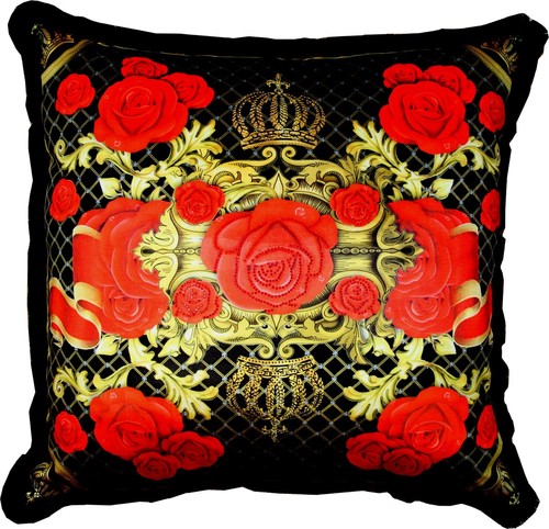 Riesiges XXL Luxus Barock Kissen Roses Pomp��s by Casa Padrino von Harald Gl��ckler 80 x 80 cm mit funkelnden Glitzersteinen