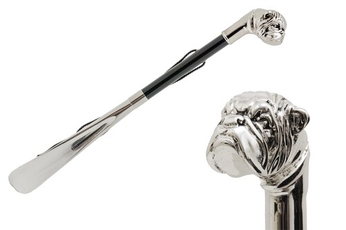 Schuhanzieher Schuhl�ffel mit Griff aus Silber Bulldogge - Schuhl�ffel mit Griff aus Silber Bulldogge - Handmade in Italy