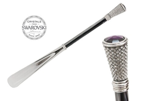 Schuhanzieher mit Konischgriff mit Swarovski�-Kristallen - PMMA-Stange, Schaufel aus ABS, Griff mit Swarovski�-Kristallen - Handmade in Italy
