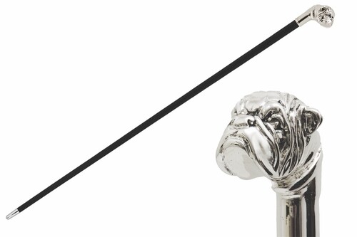 Spazierstock mit Silberner Bulldog - Handmade in Italy