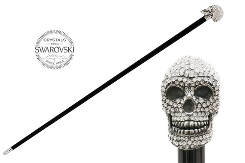 Spazierstock mit Swarovski� Totenkopf Griff - Spazierstock mit Swarovski� Totenkopf Griff - Handmade in Italy